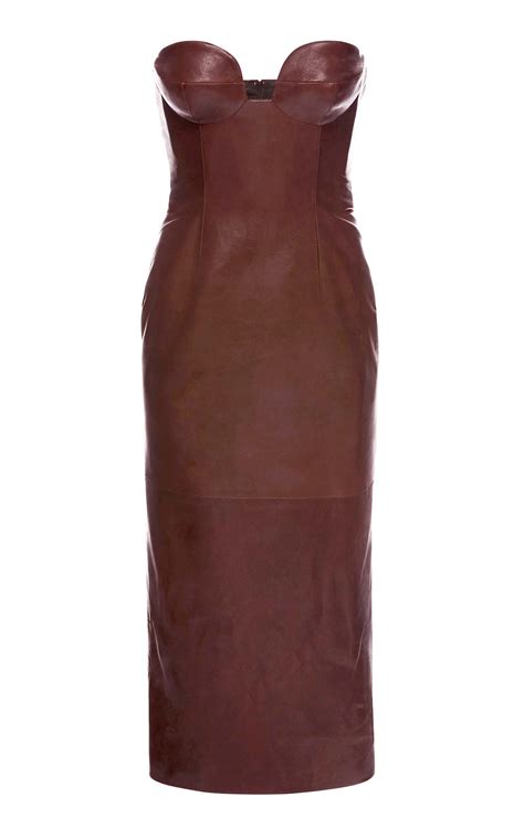 Magda Butrym Leather Midi Dress In Brown Lyst