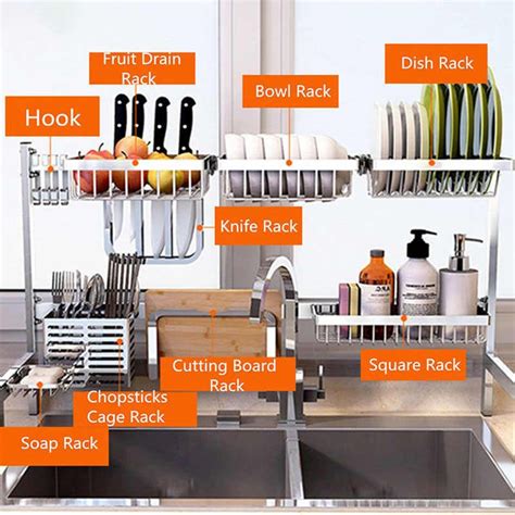 Cheap racks & holders, buy quality home & garden directly from china suppliers:black 65/85cm stainless steel kitchen dish rack u shape sink drain rack two layers kitchen organizer shelf storage holder enjoy free shipping worldwide! 304 Stainless Steel Kitchen Dish Rack Plate Cutlery Cup ...