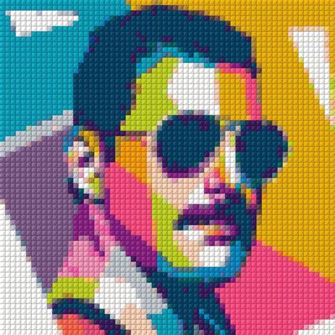 Freddie Mercury Pixel Art Mosaicpop Art Portraitcustom