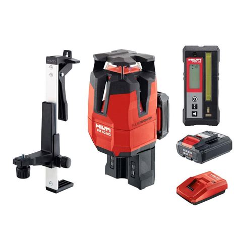 Hilti 33 Ft Pm 40 Mg Multi Line Green Laser With Receiver Wall Mount