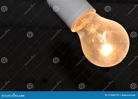 Naked Dusty Light Bulb Glows Electricity Stock Photo Image Of Dusty Creativity
