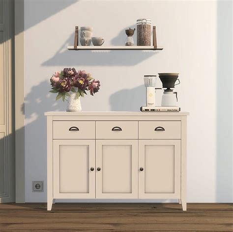 Aulum Sideboard And Shelf With Leather Strap At Heurrs Sims 4 Updates