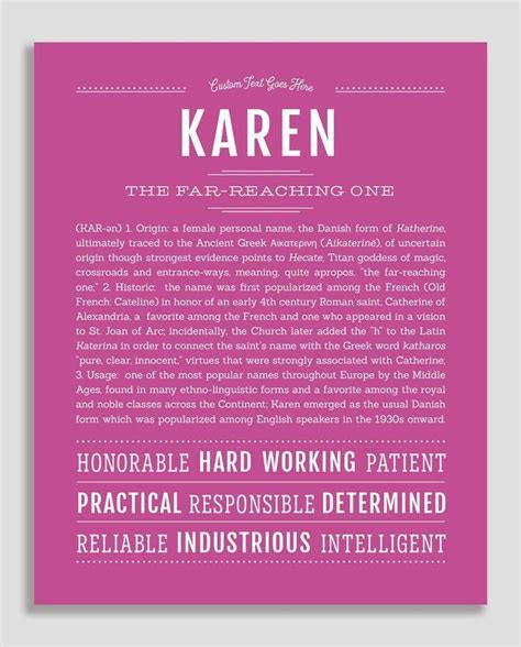 Karen Name Art Print In 2021 Classic Names Personalized Art Print