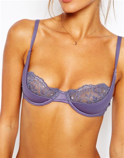 ASOS ASOS Katie May Lace Satin Moulded Quarter Cup Underwire Bra At