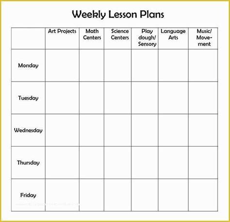 Free Blank Preschool Lesson Plan Templates Of Weekly Lesson Plan 8 Free