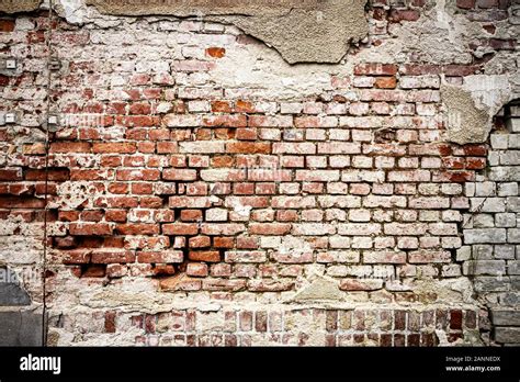 Old Brick And Plaster Wall Texture Background Painted Distressed Wall Surface Messy Building