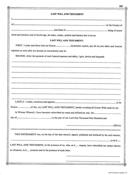 You can import it to your word processing software or simply print it. Free Printable Last Will And Testament Blank Forms | Free ...