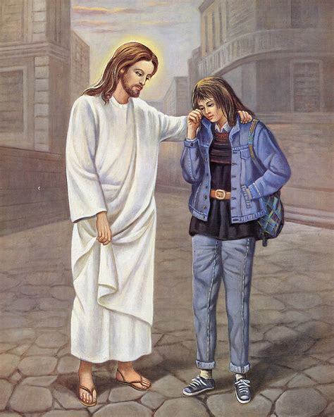 Jesus With Teen Girl Catholic Picture Print Etsy