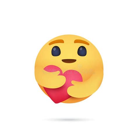 Care Hugging Face Holding A Red Love Heart Facebook Emoji With Shadow