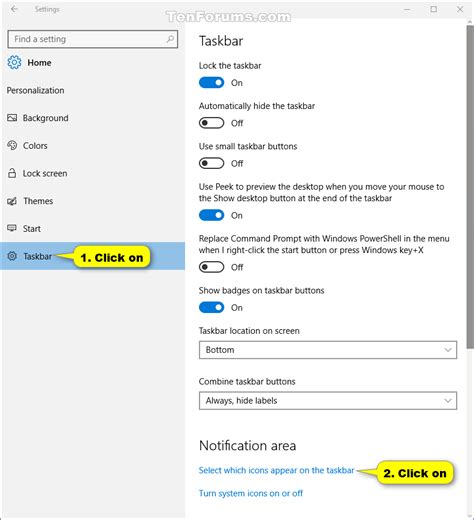 Hide Or Show Notification Area Icons On Taskbar In Windows 10 Tutorials