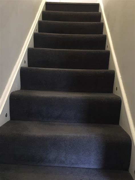 Stair Carpet And Underlay Wool Dark Grey In Duddingston Edinburgh