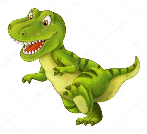 dibujos animados dinosaurio feliz y divertido tiranosaurio rex está corriendo y sonriendo