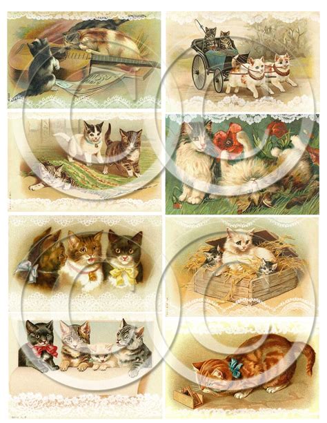 Vintage Cats Ephemera Printable For Junk Journals Digital Etsy