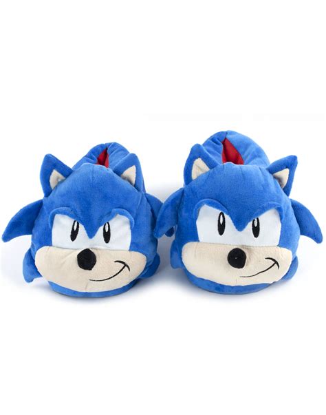 Sonic The Hedgehog Mens Slippers 3d Face Adults Character Blue House