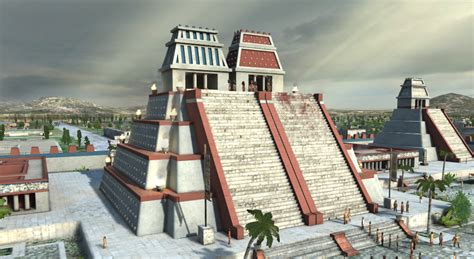 The buildings and pavements of the city all barely rose above the level of the lakes and were grouped into clusters by canals and connected by bridges. Tenochtitlan (15th century) - 3D scene - Mozaik Digital Education and Learning