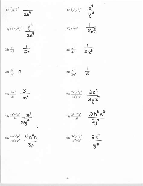 11 Best Images Of Exponents Worksheets With Answer Key Negative