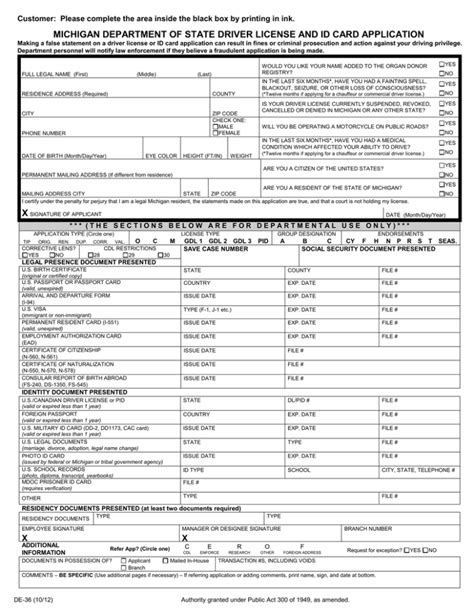 Michigan Department Of State Driver License And Id Card Application