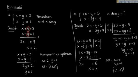 Contoh Soal Dan Jawaban Eliminasi Substitusi - Jawaban Buku