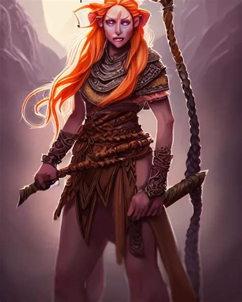 Female Firbolg Dungeons And Dragons With Long Braided Stable