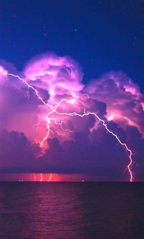 Download Purple Lightning Strikes In The Sky Wallpaper