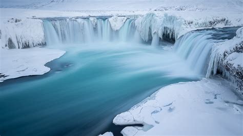 Nature Landscape Ice Waterfall Winter River Wallpapers Hd