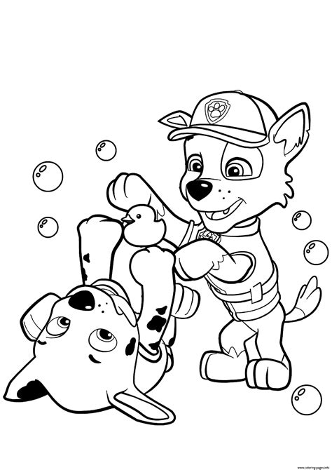 Paw patrol dino rescue page. Paw Patrol Rocky And Marshall Coloring Pages Printable