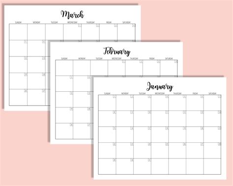 2023 Calendar Template 85 X 11 Inches Horizontal Monthly Printable