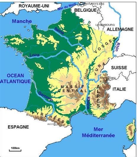 Carte De France Fleuves Et Montagnes Voyage Carte Plan