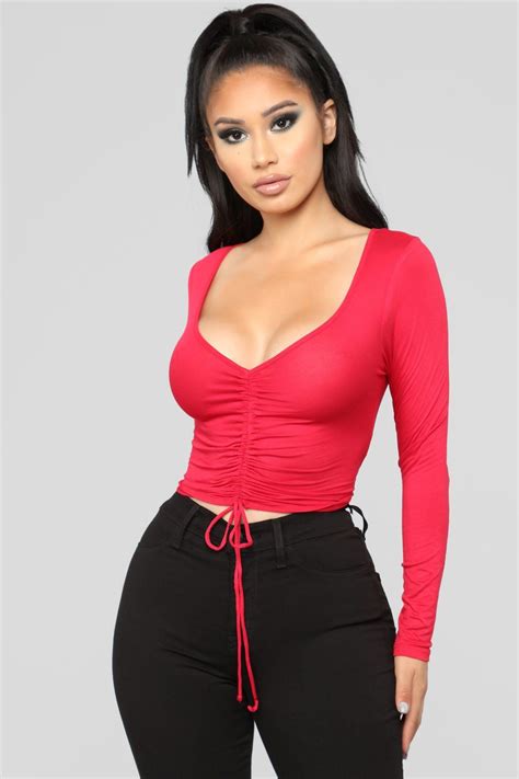 Sierra Ruched Cropped Top Red Cute Outfits In 2019