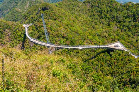 High Angle Shot Of Langkawi Sky Bridge A Curved Bridge With A