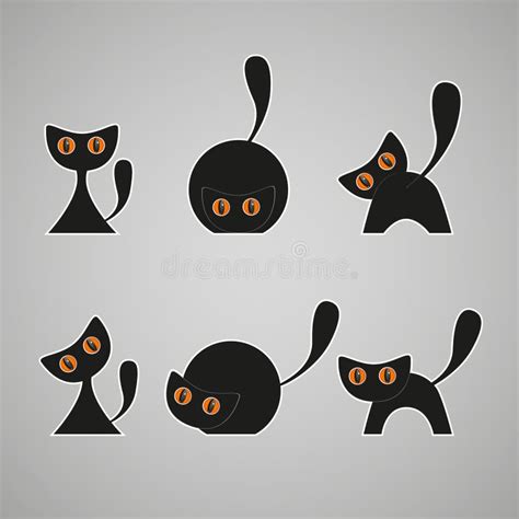 Set Of Black Cats Stock Vector Illustration Of Group 59580412