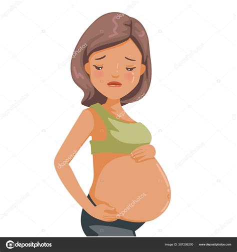 Embarazada Triste Sintiéndose Mal Mujer Hermosa Que Experimenta Signos Embarazo Stock Vector By