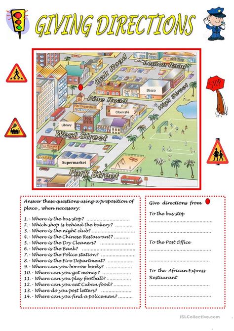 Giving Directions English Esl Worksheets For Distance
