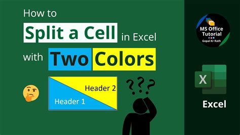 How To Split A Cell In Excel With Two Colors Youtube