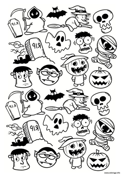 Coloriage Halloween Personnages Doodle Dessin Halloween à Imprimer
