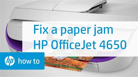 The printer model number is k7v44b and is well known for its multifunction ability such as printing, scanning, copying sending, and receiving fax messages. Fixing a Paper Jam on the HP OfficeJet 4650 Printer | HP ...