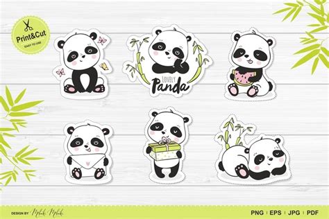 Cute Panda Printable Stickers Cricut Design 1196148