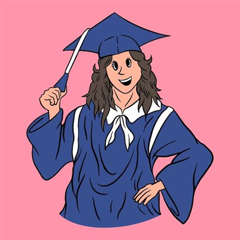 Premium Vector Minimalist Hand Drawn Illustration Of Graduation Girl