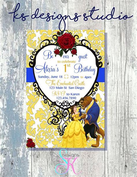 Beauty And The Beast Invitation Be Our Guest Belle Invitations