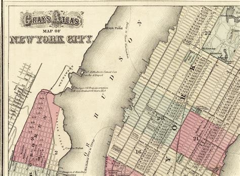 Vintage Map New York City New York 1873