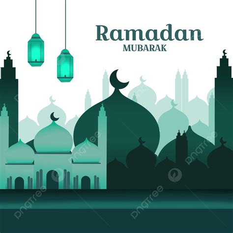 緑のモスクのラマダンのシルエットとイスラムのランタンイラスト画像とpsdフリー素材透過の無料ダウンロード Pngtree