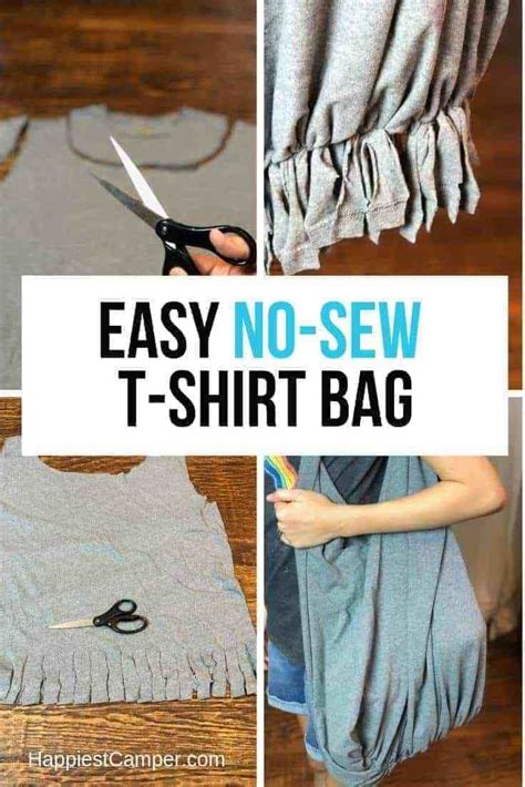 How To Make A No Sew T Shirt Bag Tshirt Bag T Shirt Diy Sewing Tshirt