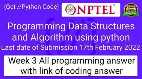 NPTEL Programming Data Structures And Algorithm Using Python Week 3