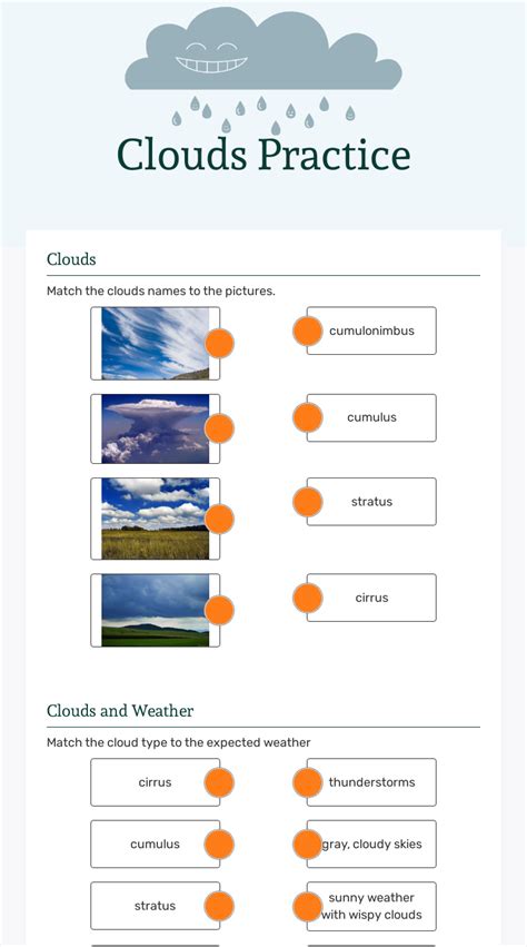 Clouds Practice Interactive Worksheet By Sarah Mcintosh Wizerme