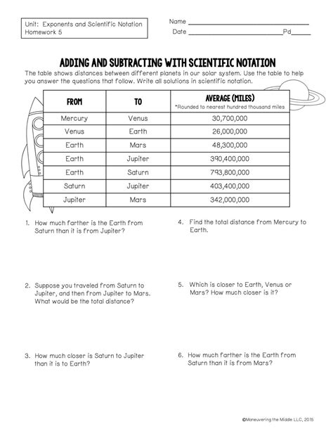 Adding And Subtracting Numbers Written In Scientific Notation Worksheets
