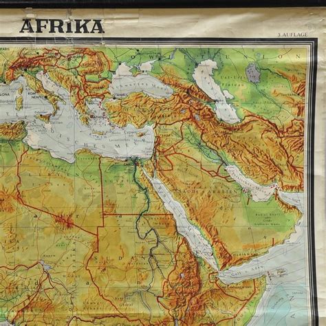 Old School Map Pull Down Wall Chart Africa Continent Print Poster For