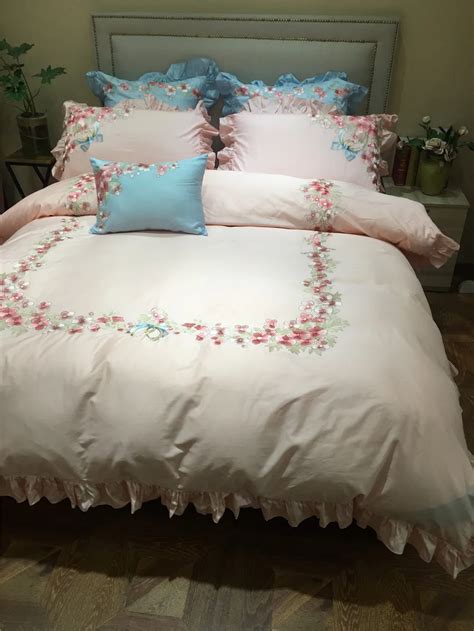 4pcs 100 Cotton Luxury Embroidery Bedding Sets Full Queen Size Girls