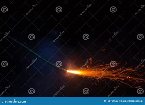 Burning Fuse With Sparks On Black Background Stock Image Image Of