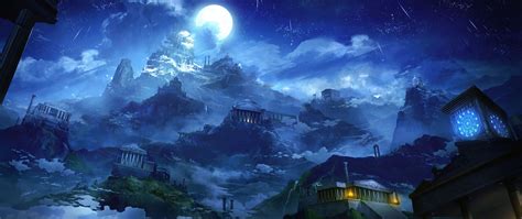 Collection of the best elven wallpapers. Download wallpaper 2560x1080 architecture, building, fantasy, moon, art dual wide 1080p hd ...