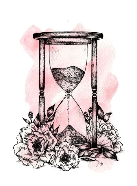 Floral Hourglass Art Print By Akbaly X Small Hourglass Tattoo